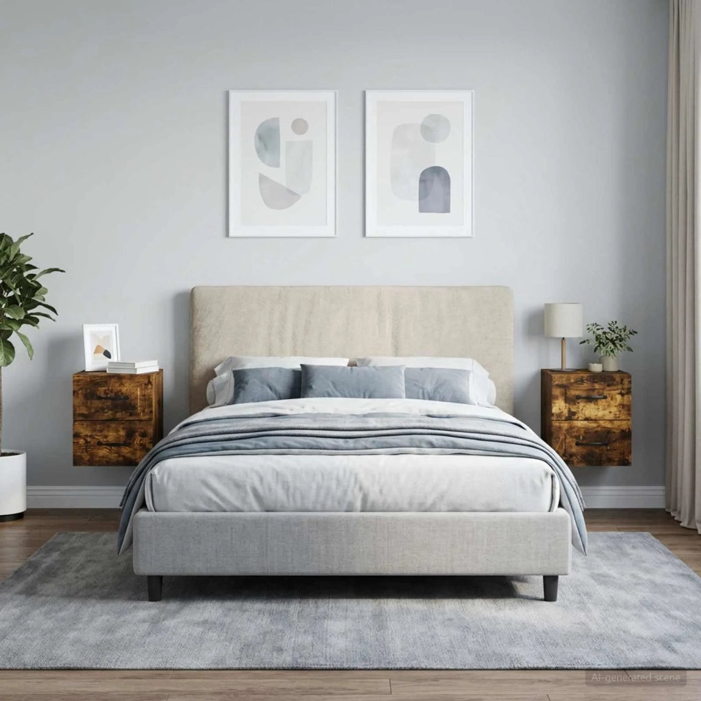 Mobiletto da notte a muro 2 pcs Rovere Fumo 34,5 x 33 x 40 cm 899326
