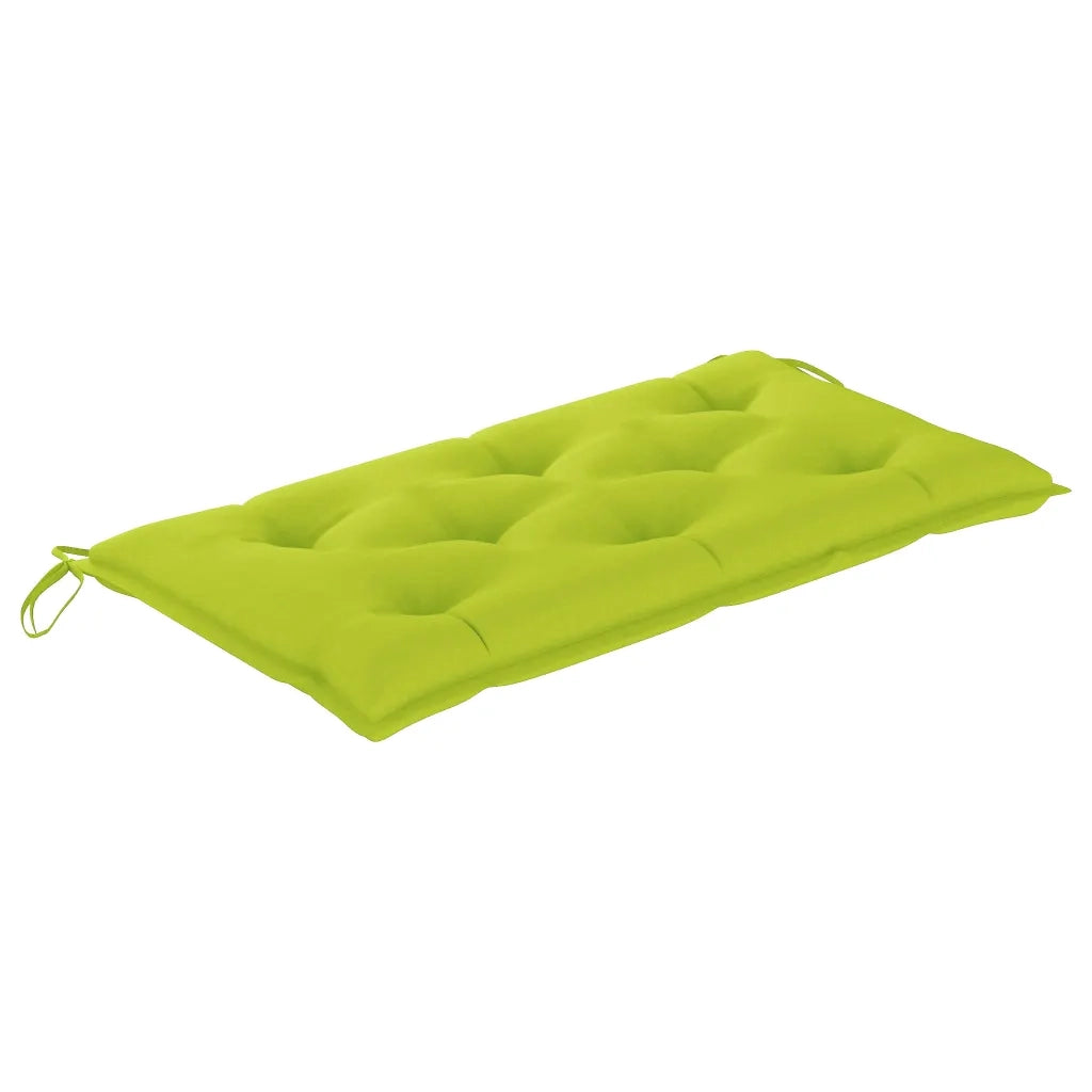 Panca da Giardino con Cuscino Verde Brillante 112 cm Legno Teak