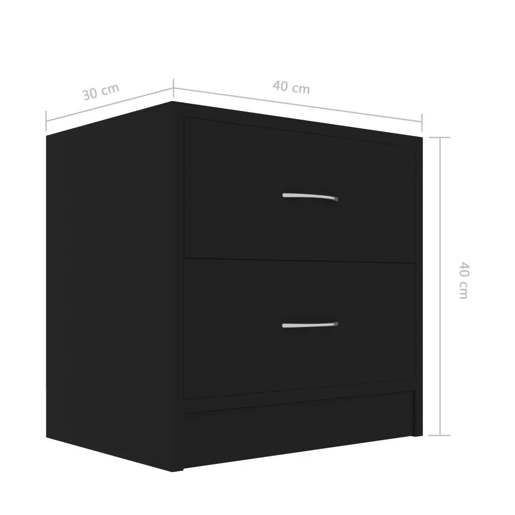 Comodino Nero 40x30x40 cm in Legno Multistrato 801037