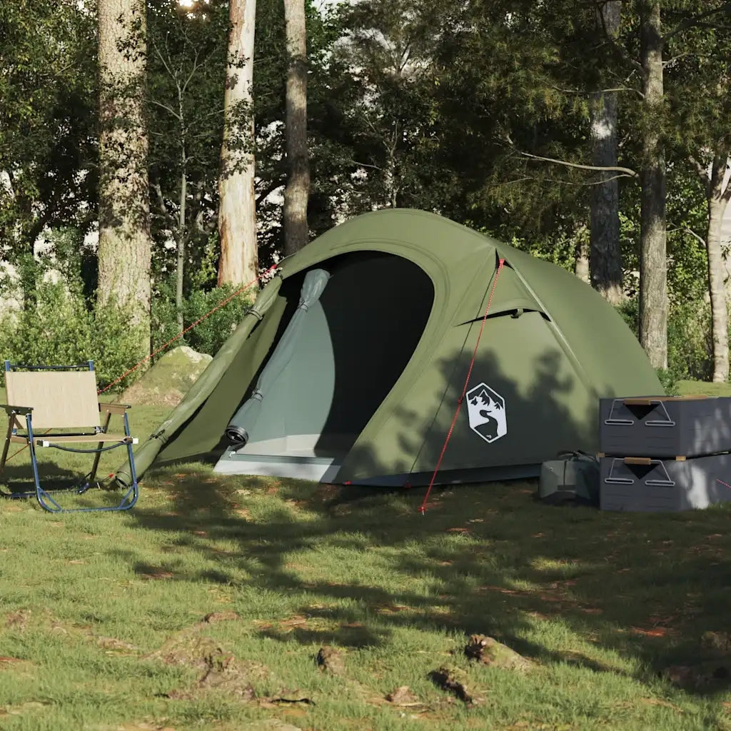 vidaXL Tenda da Campeggio a Tunnel 3 Persone Verde Oliva Impermeabile