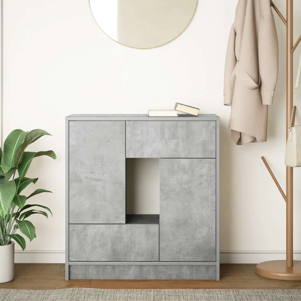 Credenza con Cassetti e Ante Grigio Cemento 70,5x34x74,5 cm 861844