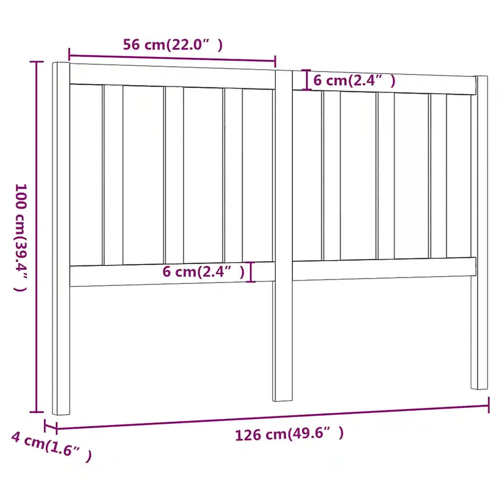 Testiera per Letto ambra 126x4x100 cm in Legno Massello di Pino