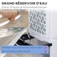Ventilatore Umidificatore 3 in 1 su Ruote con Telecomando, 3 Modalità, 3 Velocità, Timer, Bianco