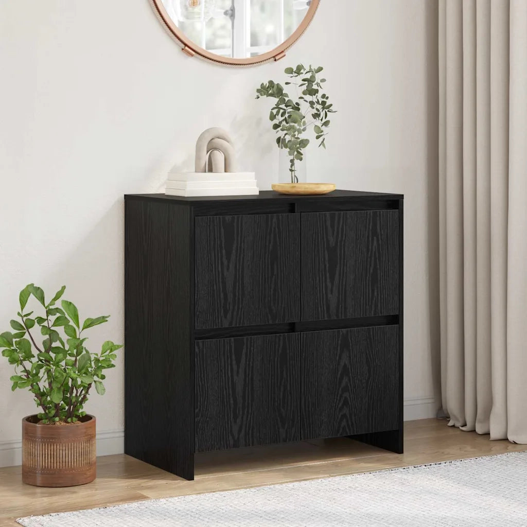Credenza-Buffet-Armadio da cucina Rovere Nero 70 x 41 x 75 cm Legno multistrato