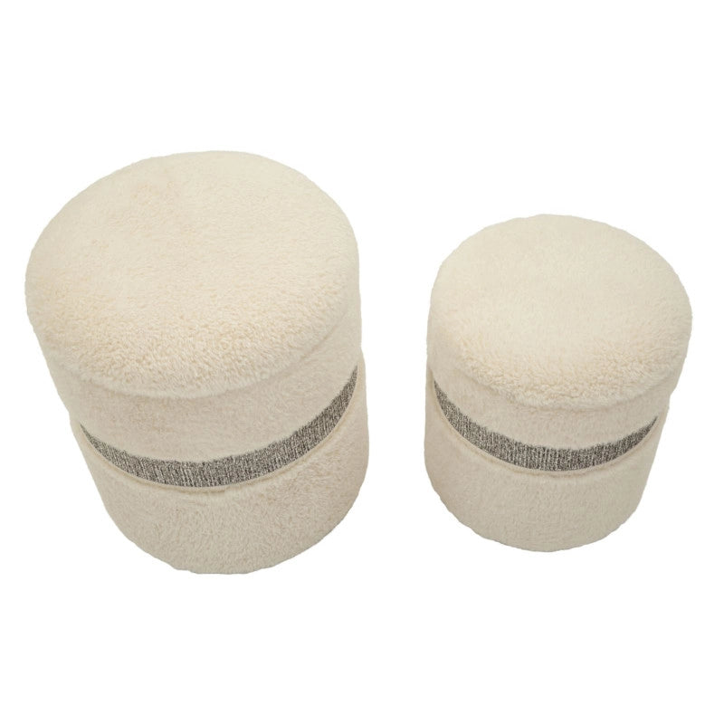 Puff Con Contenitore Saint-moritz Crema Set 2 Pz cm ø 40x47-32x38