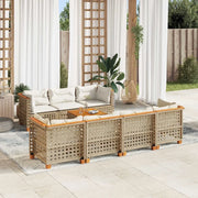 Set Divano da Giardino 8 pz con Cuscini Beige in Polyrattan