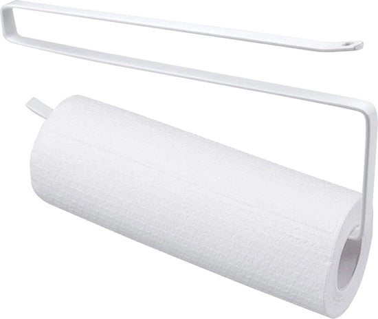 Sostegno per rotoli di carta senza fori - supporto per rotoli di carta in cucina sotto il piano di lavoro, bianco, 24 cm