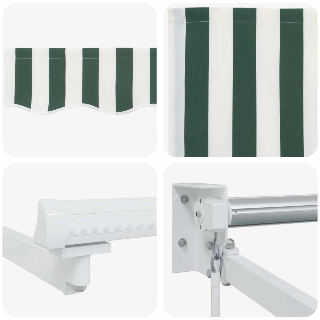 Tenda retrattile manuale Verde e Bianco 3,5 x 2 m 3418922