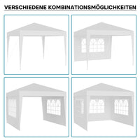 Gazebo 3 x 3 m in bianco con protezione UV 50+, tendone da giardino con lati rimovibili, tenda da festa con finestre, ad esempio per terrazze e festival