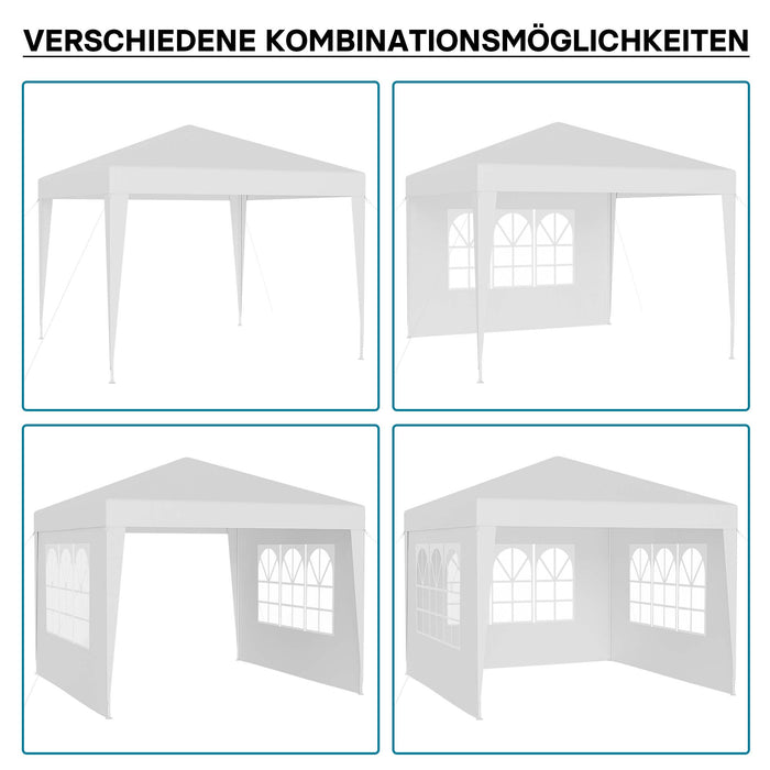 Gazebo 3 x 3 m in bianco con protezione UV 50+, tendone da giardino con lati rimovibili, tenda da festa con finestre, ad esempio per terrazze e festival