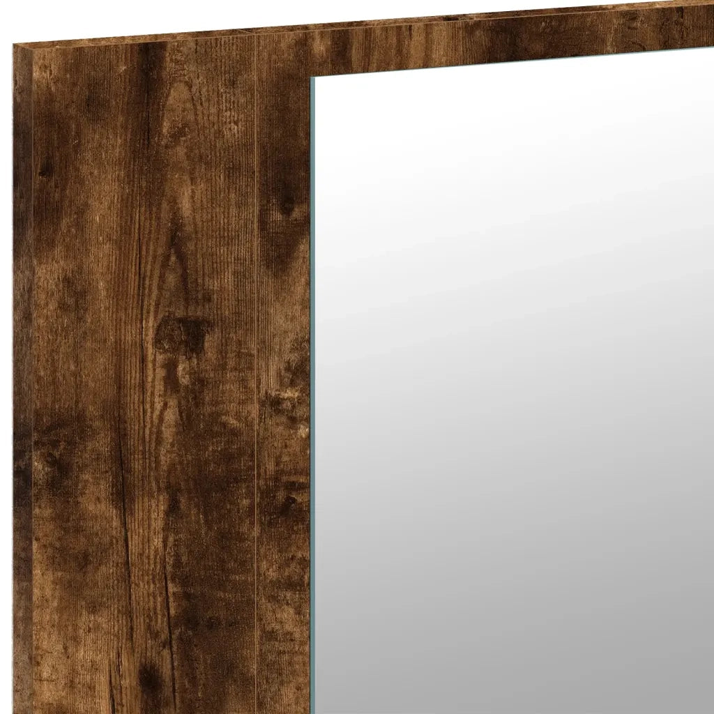 Armadietto a Specchio con LED Rovere Fumo 80x12x45cm Acrilico 834951