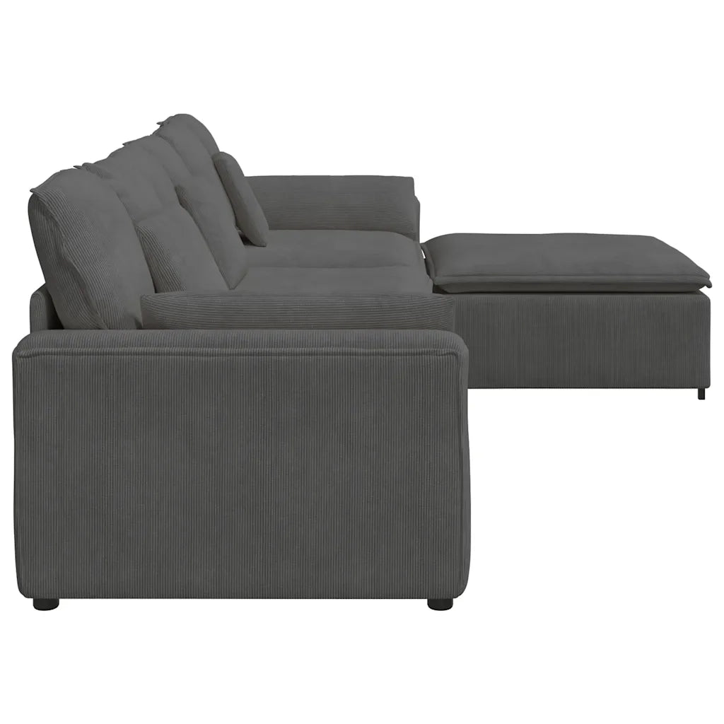Divano Modulare con Poggiapiedi e Cuscini Grigio Scuro 3321078