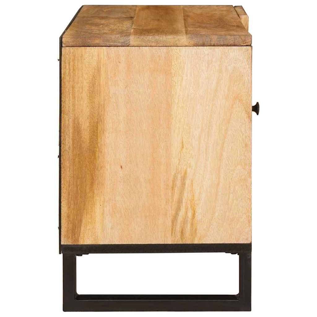 Elegante mobile porta TV con pratico contenitore 80 x 33 x 46 cm stile moderno legno massello di mango marrone 02_0057791