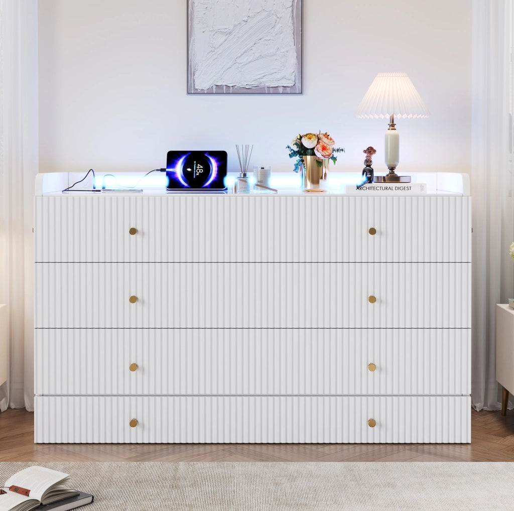 Letto a scomparsa bianco con LED e ricarica integrata