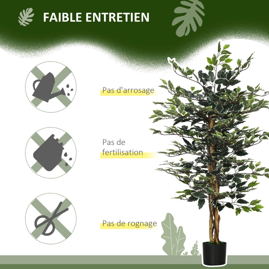 Pianta Artificiale Ficus 130cm ¨C Xylo ¨C Con Tronco Rami Liane Licheni Vaso Incluso