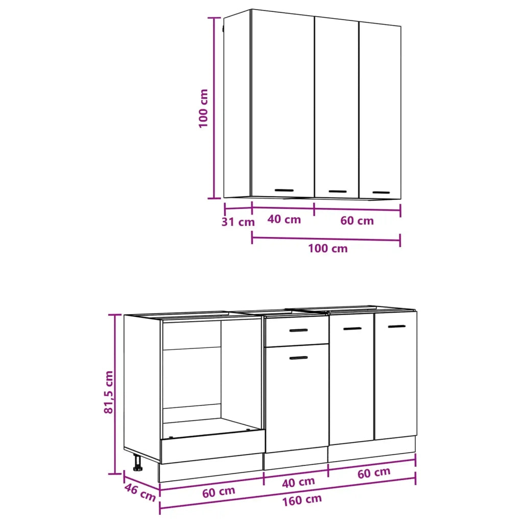Unità Cucina LYON 5 pcs Legno antico Legno ingegnerizzato 3438233