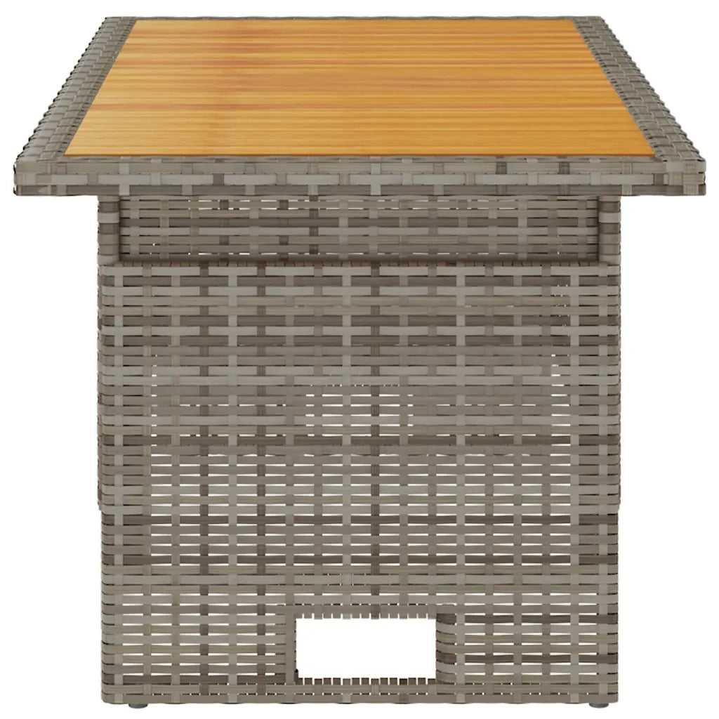 Tavolo Giardino Grigio 100x50x43/63 Massello Acacia Polyrattan 362188