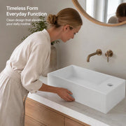 Bathroom Washbasin With Overflow, Ceramic, Matte White