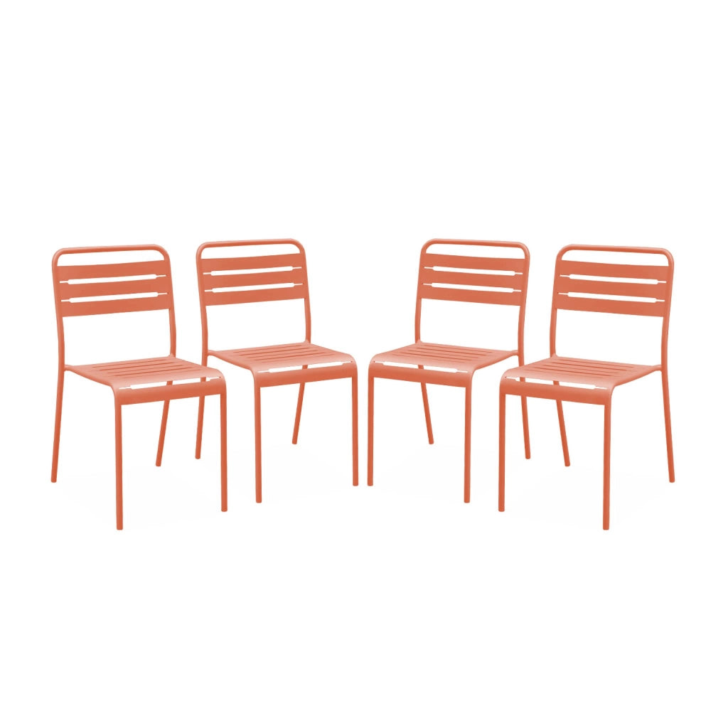 set 4 sedie da giardino bistrot in acciaio, rosa tostato