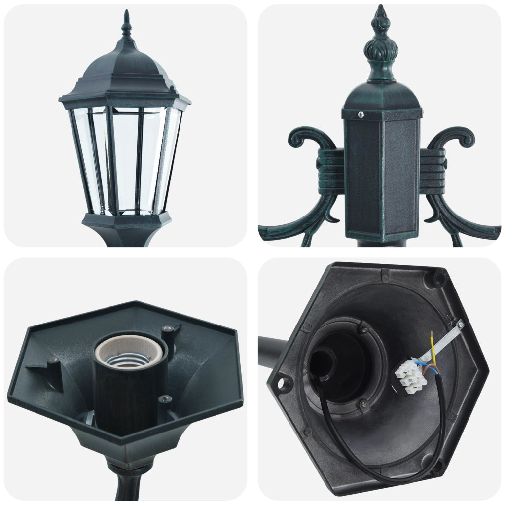Lampione da Giardino  2-Lampade E27 Verde 220 cm Alluminio