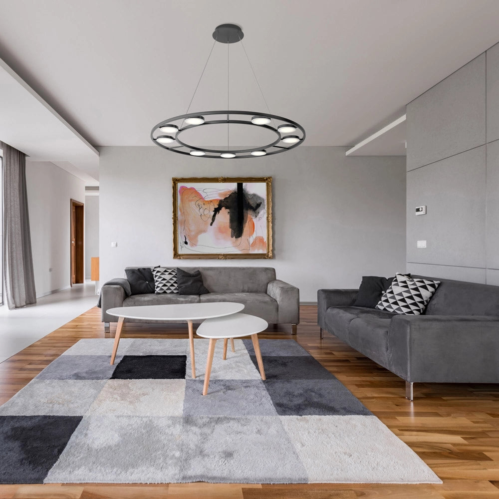 Maytoni Lampadario moderno Fad 9 luci LED integrato nero metallo diffusore acrilico