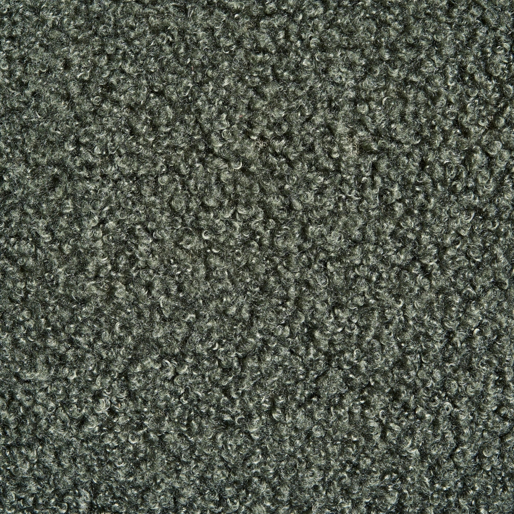 Divano a 2 posti Verde scuro Boucle imbottito Schienale e parte anteriore Gambe nere in legno Soggiorno Arredamento accogliente e morbido