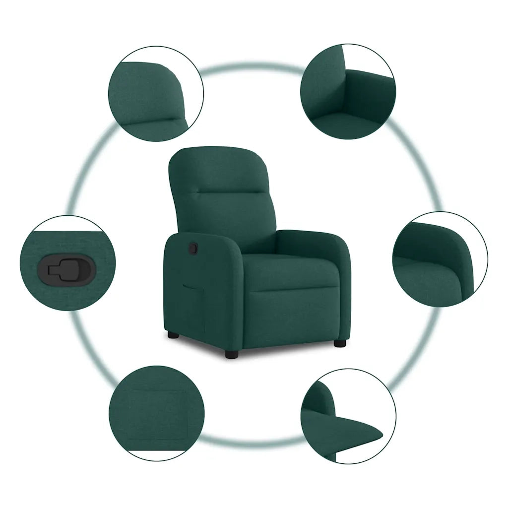 Divano Sedia-Poltrona Reclinabile in Tessuto Verde Scuro 528811