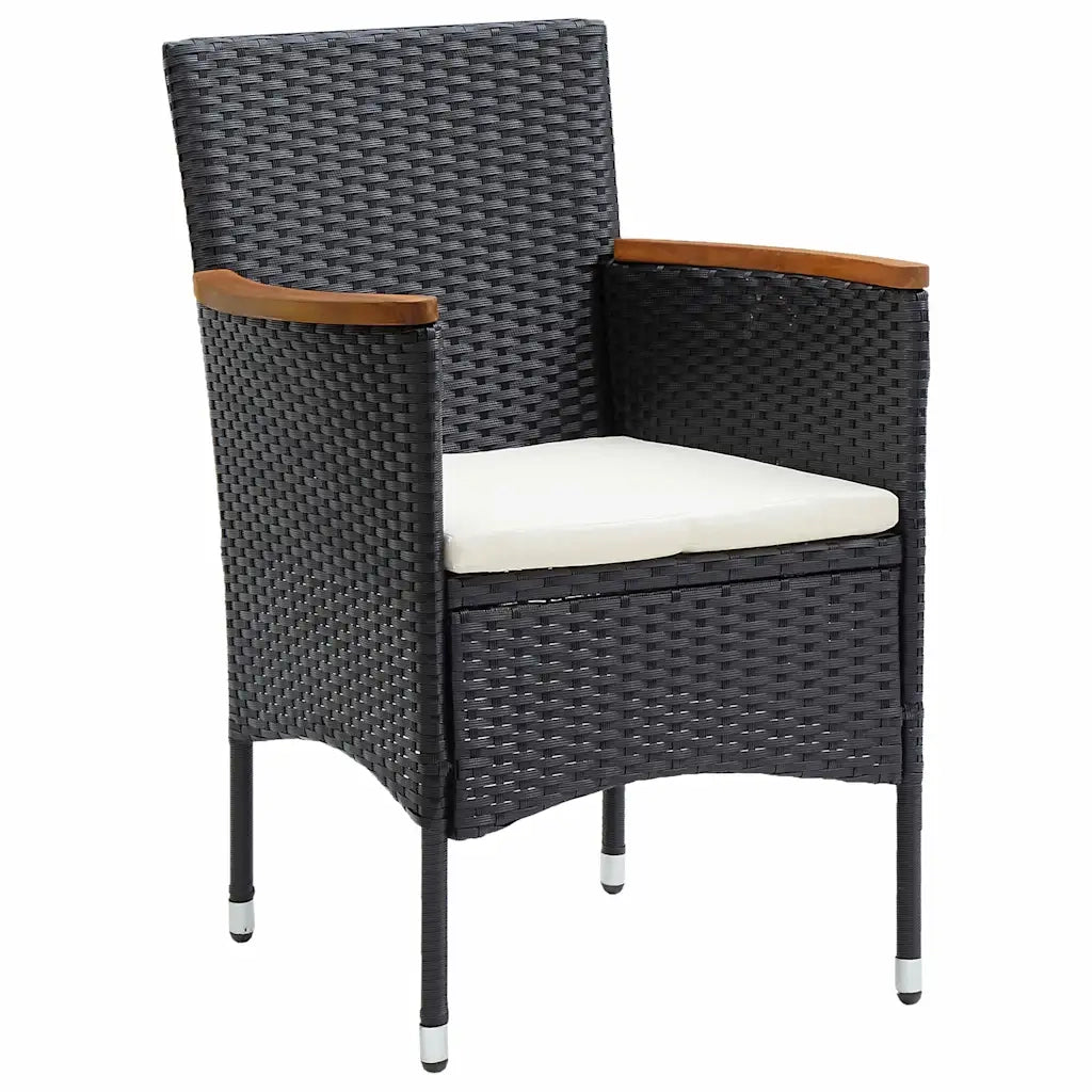 Set da Pranzo per Giardino con cuscino 5 pcs Nero polyrattan