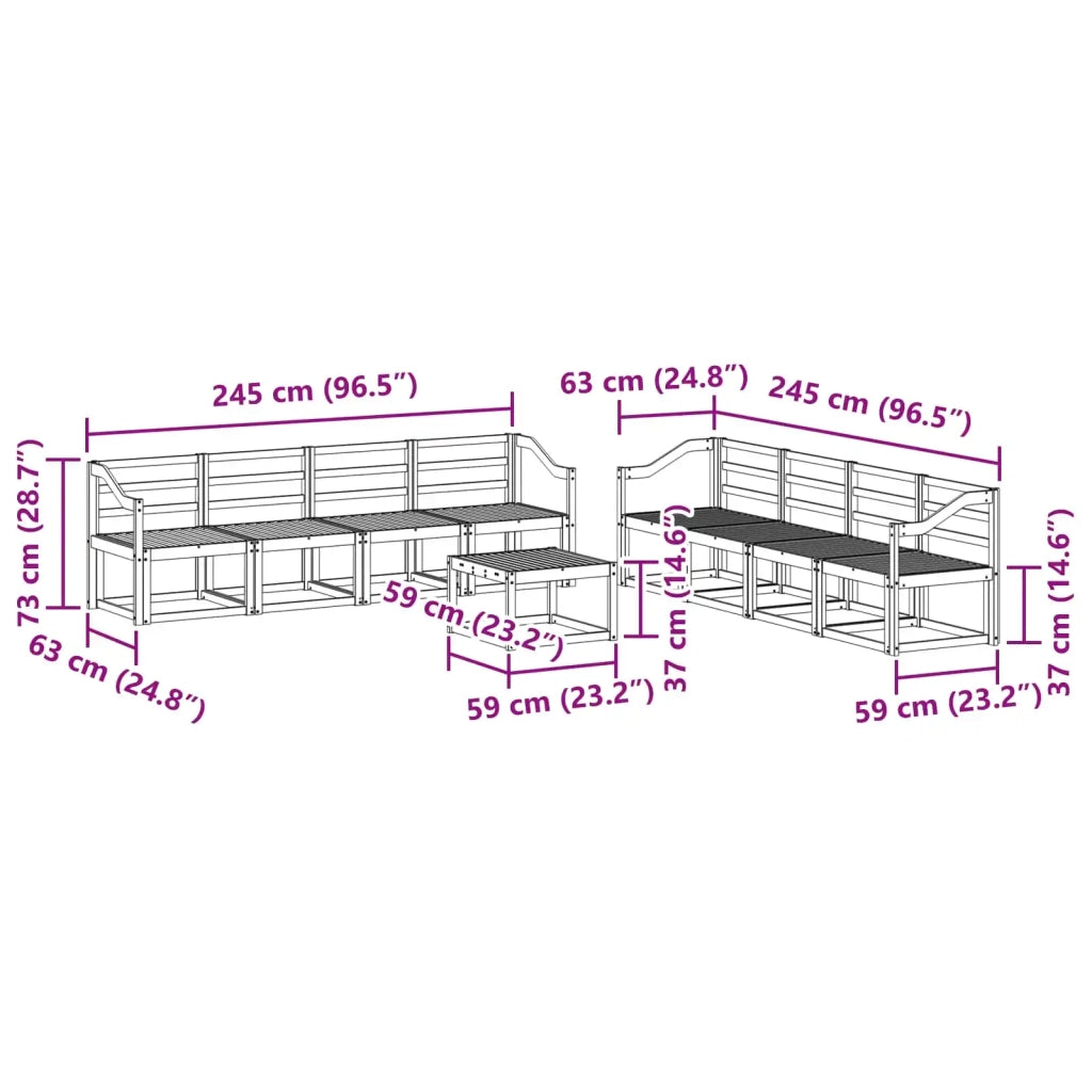 Set di divani da esterno 9 pcs Bianco 59 x 59 x 37 cm 3387433