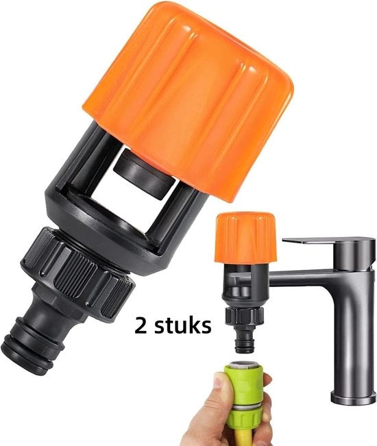 2 pezzi - Adattatore - Adattatore per bocchette, tubi da giardino, irrigazione, rubinetti cucina, arancione
