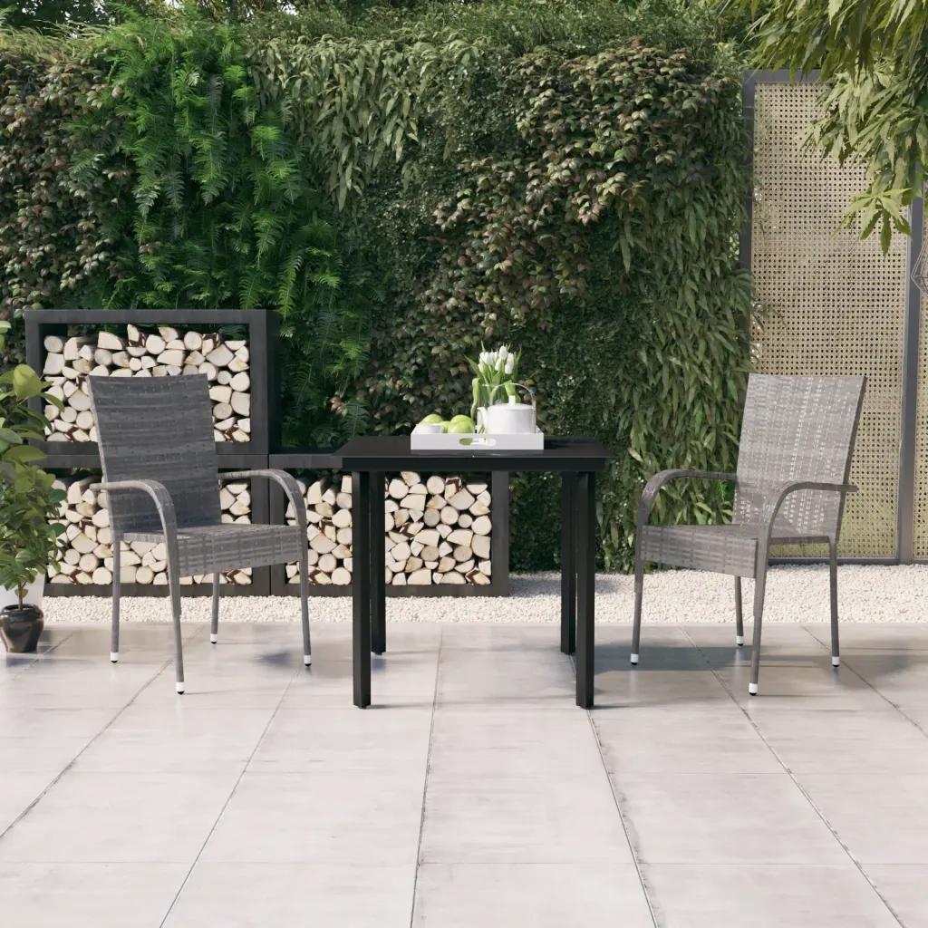 Set da Pranzo per Giardino 7 pz con Cuscini Grigio e Nero 3099389