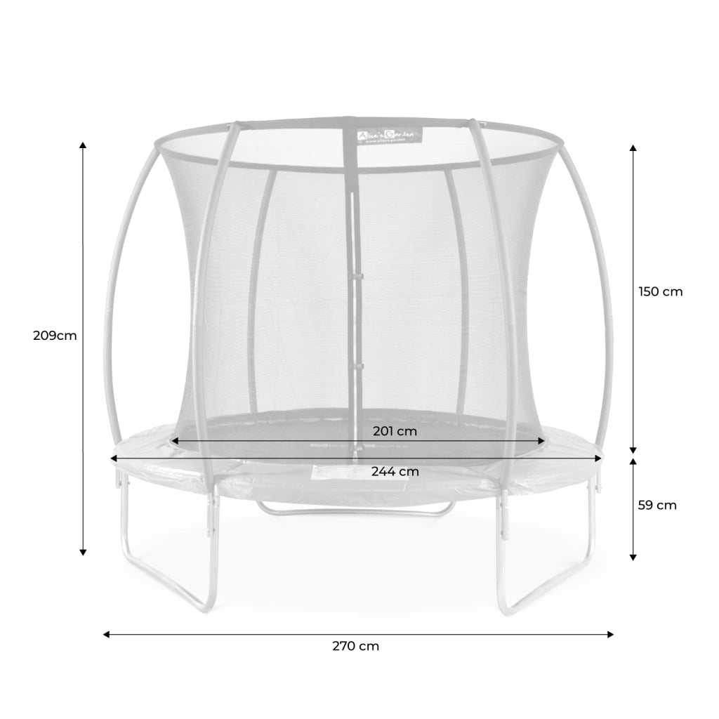 Trampolino con rete di protezione interna, 250cm, grigio
