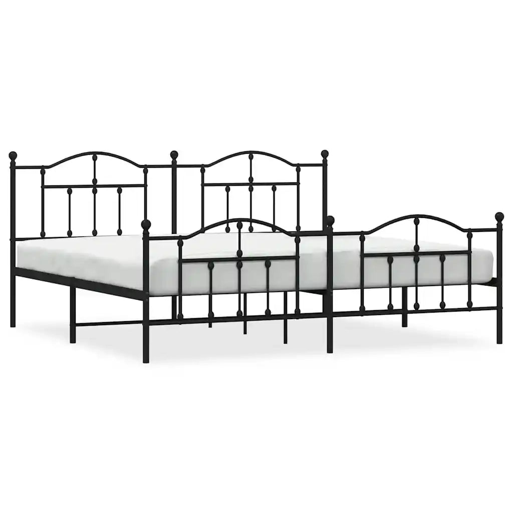 Giroletto con Testiera e Pediera Metallo Nero 193x203 cm 353463