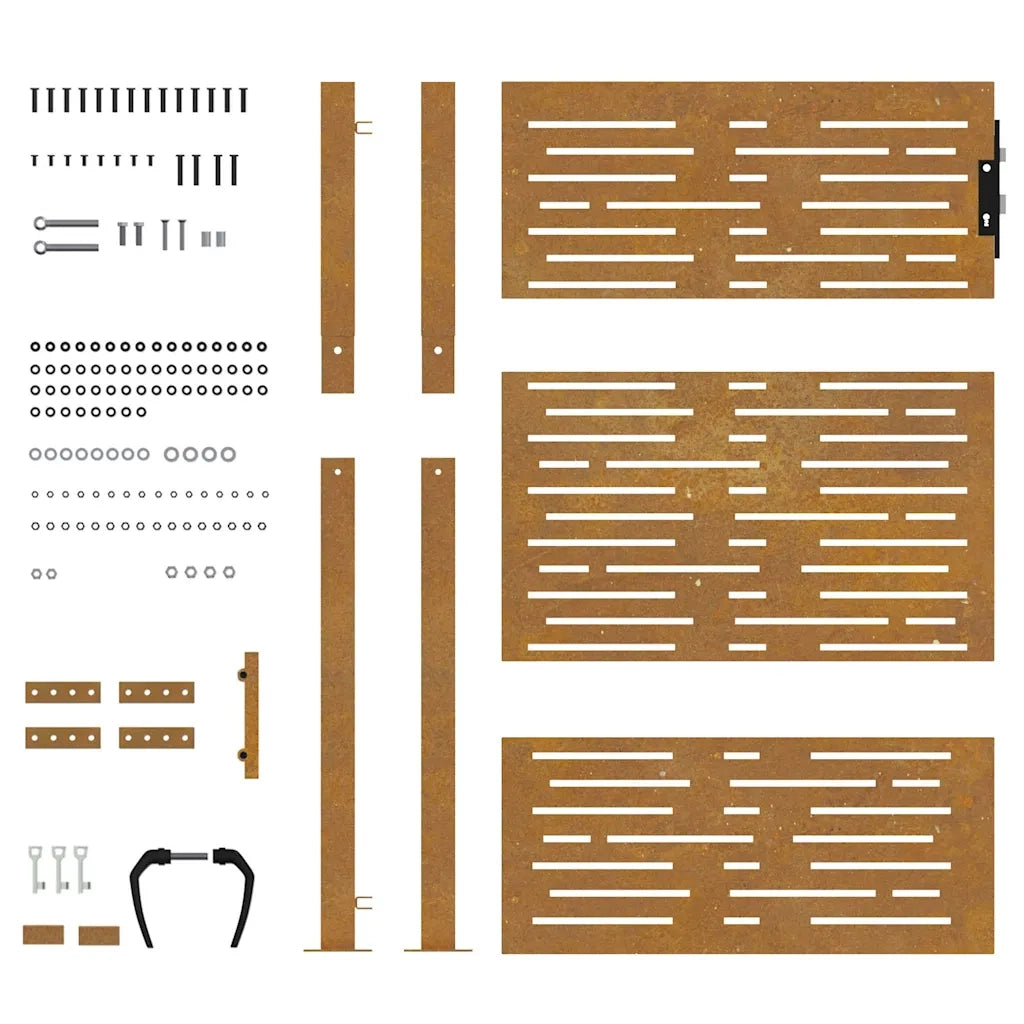 Cancello da giardino 100x125 cm in acciaio Corten design quadrato 153252