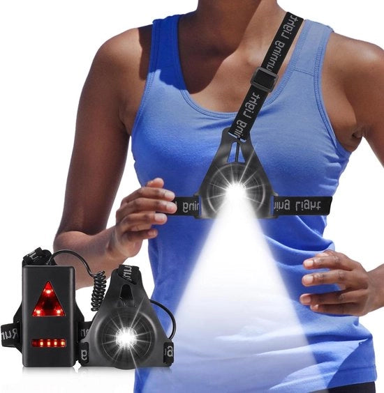 Lampada da Corsa USB Ricaricabile Impermeabile 250 Lumen - 360° Riflessione - LED Lampada da Pettorale per Sport e Sicurezza