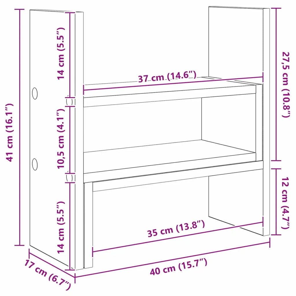Supporto per Monitor da Scrivania Rovere Nero 40 x 17 x 41 cm
