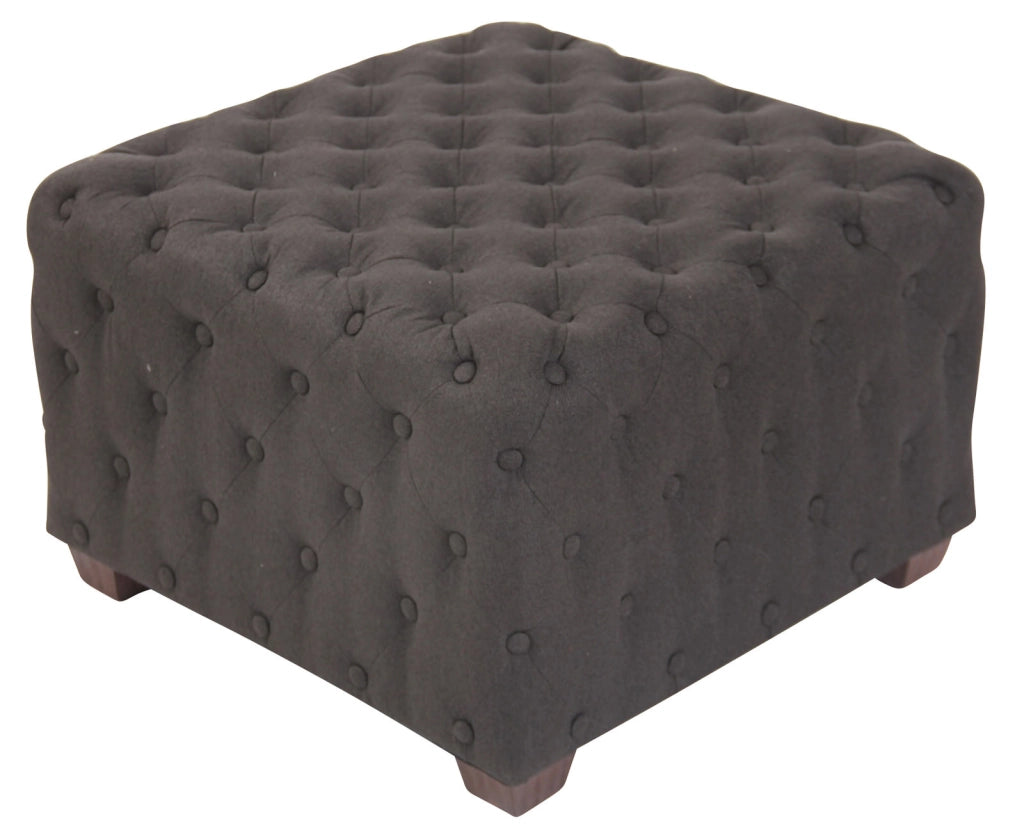 Pouf trapuntato Nimes in tessuto grigio scuro