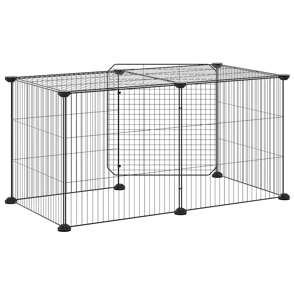 Gabbia per Animali 8 Pannelli con Porta Nero 35x35 cm Acciaio CFW4286187