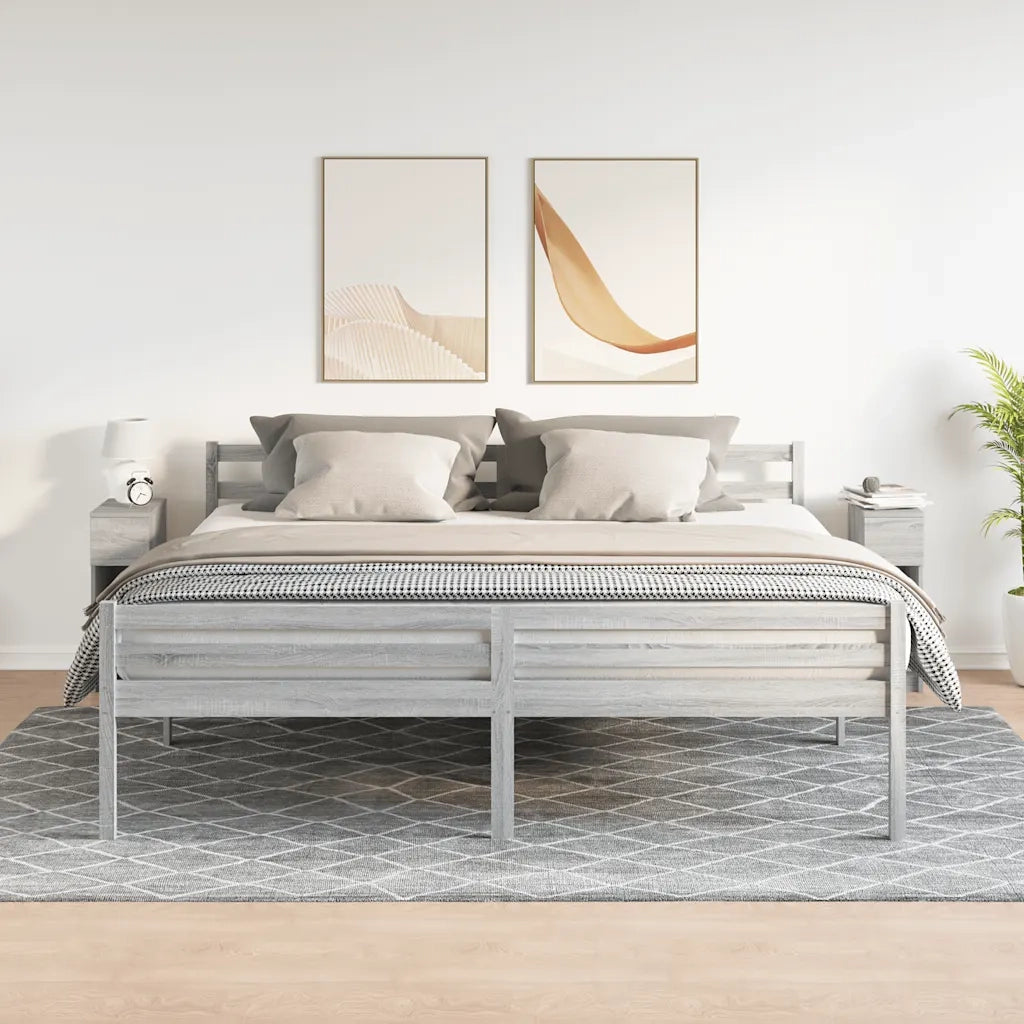Set di 2 Comodini | Armadio da Notte | Mobiletto da notte con Cassetto Grigio Sonoma 20x36x60 cm