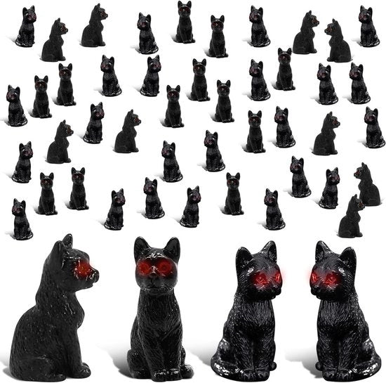 Decorazioni per Halloween - Miniature statuette di gatti neri - Decorazione per giardino - Accessori per casa dei bambini - Regalo di compleanno - 50 pezzi.