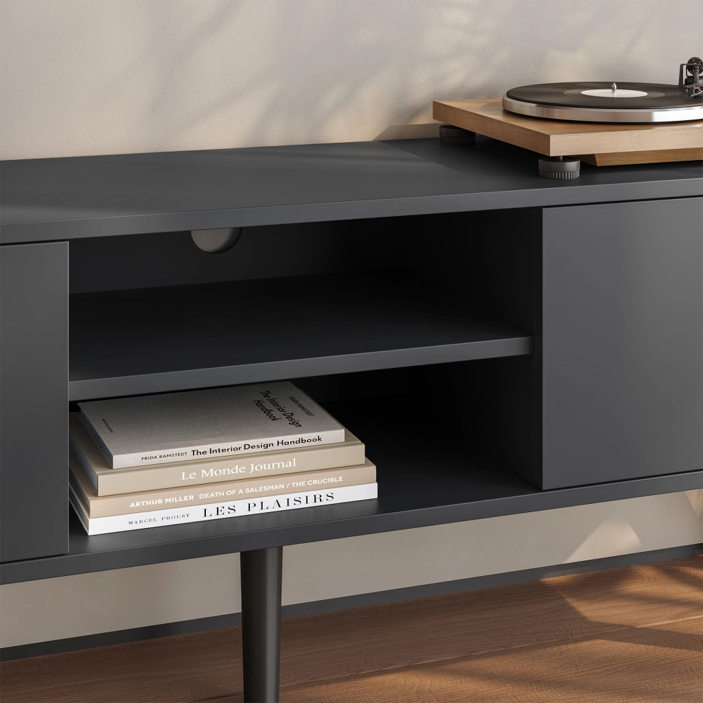 Mobile Porta TV Eskilstuna a 2 Ante e Ripiani 120 x 30 x 47 cm - Grigio Scuro [en.casa]