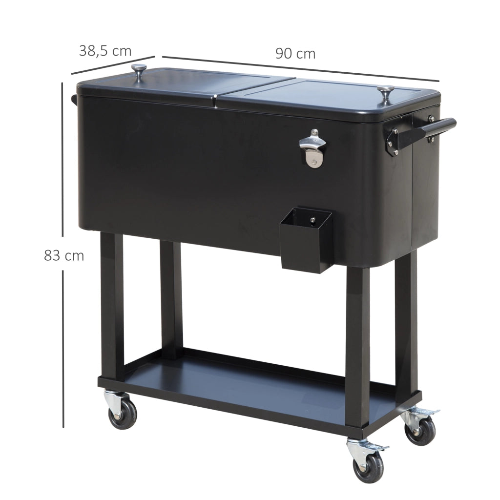 Carrello Frigo per Bevande con Ruote ¨C zephmum ¨C Nero 75.7L