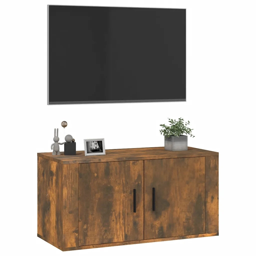 Mobile TV a Parete | Armadietto TV | Mobile Porta TV rovere fumo 80x34,5x40 cm