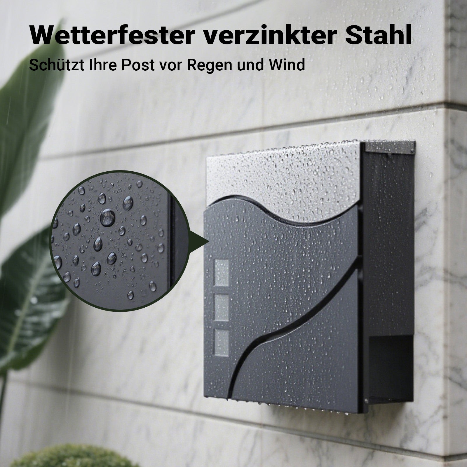 Cassetta postale con vano portagiornale V28 antracite e acciaio inox 370 x 102 x 370 mm