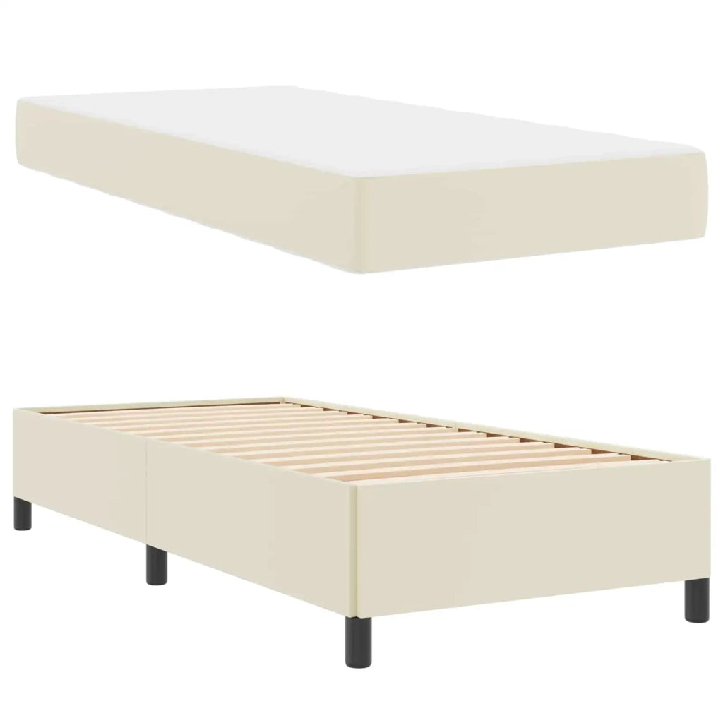 Struttura del letto con materasso Crema 90 x 190 cm Tessuto