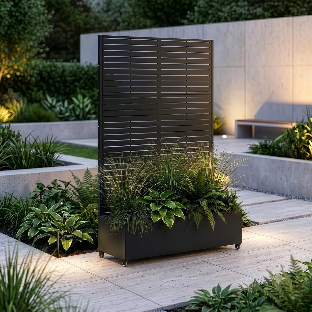 Fioriera con Spalliera Nodepp in Acciaio 190 x 120 x 38 cm - Nero casa.pro
