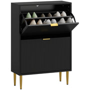 Scarpiera 12 paia con 2 cassetti e ripiani regolabili ¨C zephmum ¨C nero 60x24x91.5cm