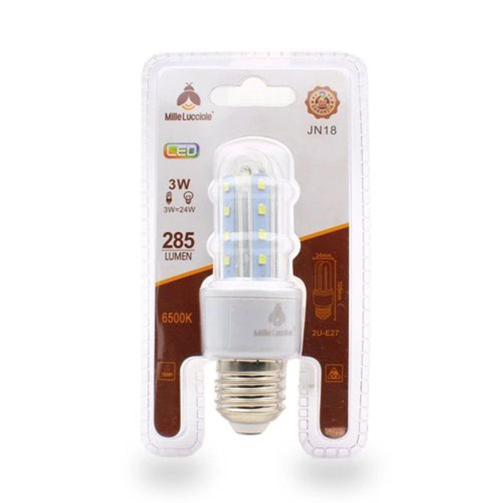 Trade Shop - Lampadina Led Jn18 Attacco E27 3w 2u Luce Fredda 6500k Tubolare Lineare 285lm 87262 -