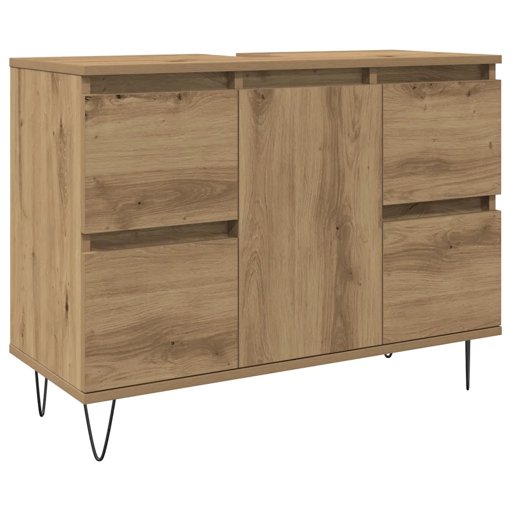 Mobiletto da Bagno Rovere Artigianale 80x33x60 cm in Truciolato