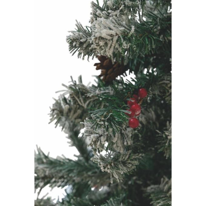 Albero Di Natale Sestriere 150cm 350 Rami con Neve Pigne e Bacche
